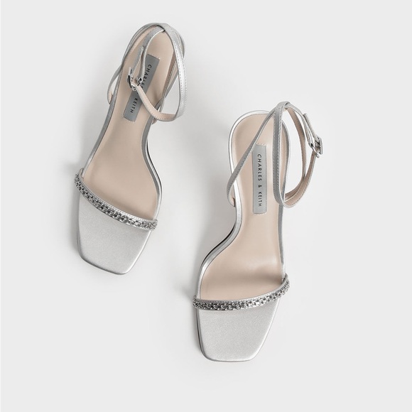 Charles and Keith silver heels. Heels height is 7-8 cm. I have never worn. - Picture 2 of 9